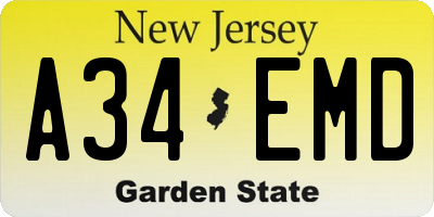 NJ license plate A34EMD