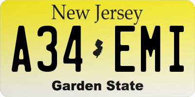 NJ license plate A34EMI