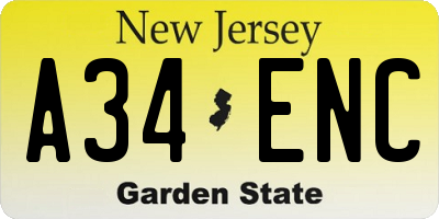 NJ license plate A34ENC