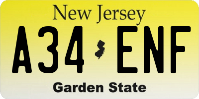 NJ license plate A34ENF