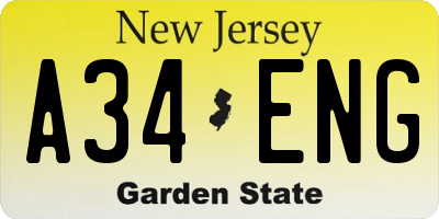 NJ license plate A34ENG