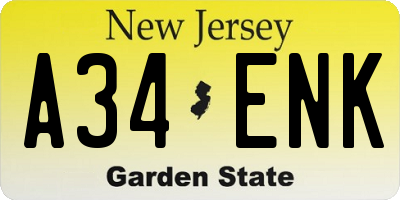 NJ license plate A34ENK