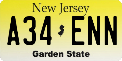 NJ license plate A34ENN