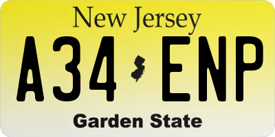 NJ license plate A34ENP
