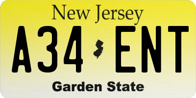 NJ license plate A34ENT