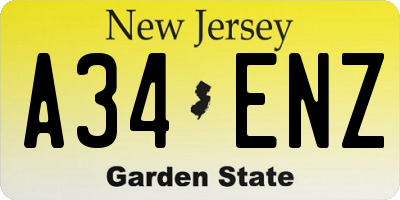 NJ license plate A34ENZ