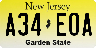NJ license plate A34EOA