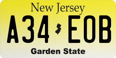 NJ license plate A34EOB