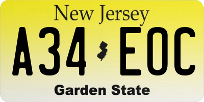 NJ license plate A34EOC