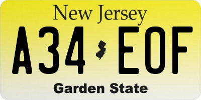 NJ license plate A34EOF