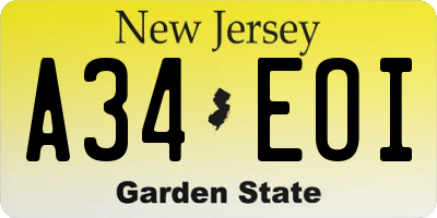 NJ license plate A34EOI
