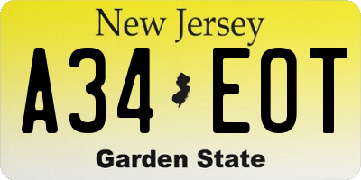 NJ license plate A34EOT