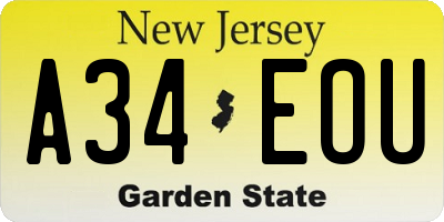 NJ license plate A34EOU