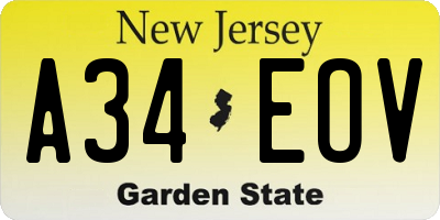 NJ license plate A34EOV