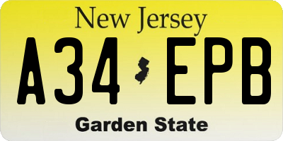NJ license plate A34EPB