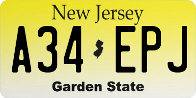 NJ license plate A34EPJ