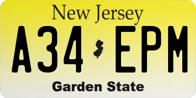 NJ license plate A34EPM
