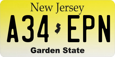 NJ license plate A34EPN