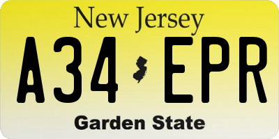 NJ license plate A34EPR
