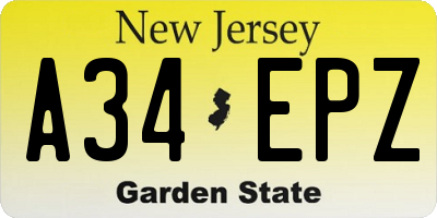 NJ license plate A34EPZ