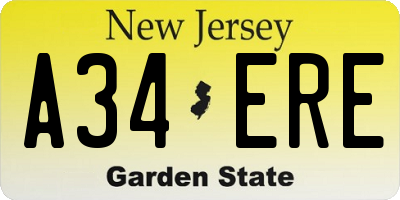 NJ license plate A34ERE