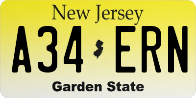 NJ license plate A34ERN