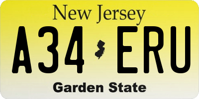 NJ license plate A34ERU