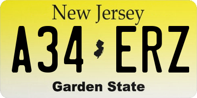 NJ license plate A34ERZ