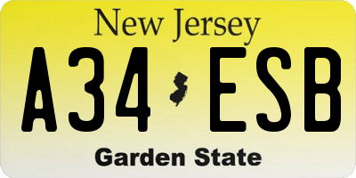 NJ license plate A34ESB