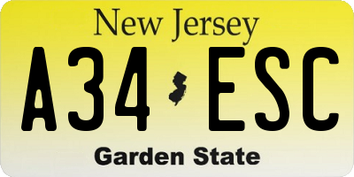 NJ license plate A34ESC