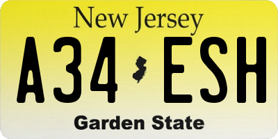 NJ license plate A34ESH