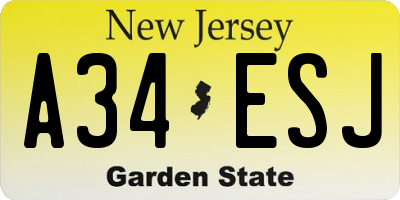 NJ license plate A34ESJ