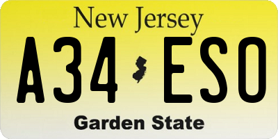 NJ license plate A34ESO
