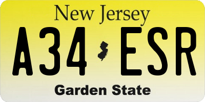 NJ license plate A34ESR