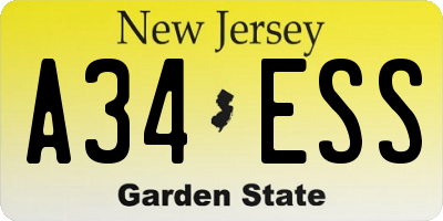 NJ license plate A34ESS