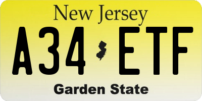 NJ license plate A34ETF