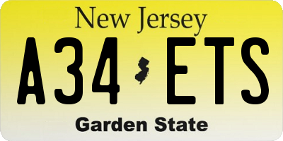 NJ license plate A34ETS