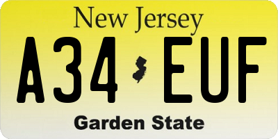 NJ license plate A34EUF