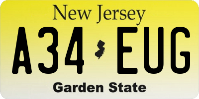 NJ license plate A34EUG