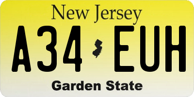 NJ license plate A34EUH