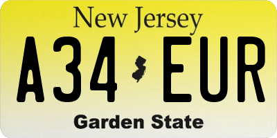 NJ license plate A34EUR