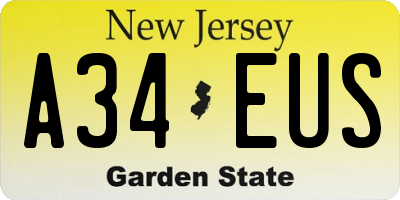 NJ license plate A34EUS