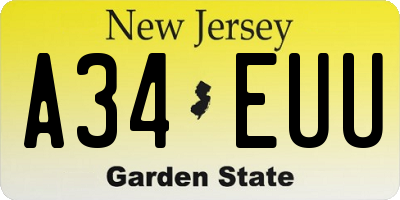 NJ license plate A34EUU