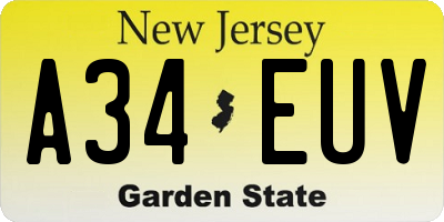NJ license plate A34EUV
