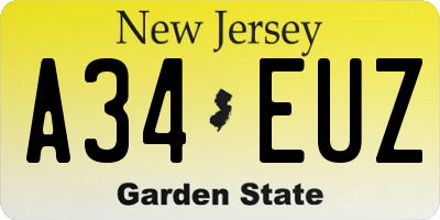 NJ license plate A34EUZ