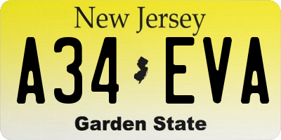 NJ license plate A34EVA