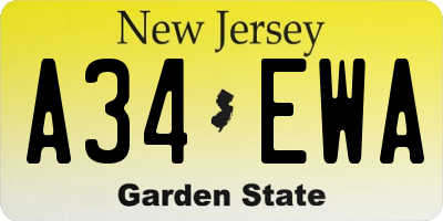 NJ license plate A34EWA