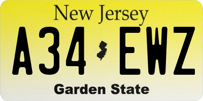 NJ license plate A34EWZ