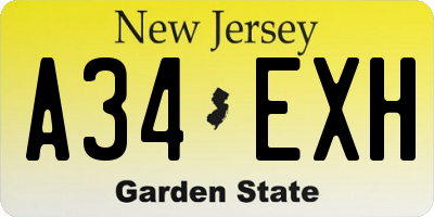 NJ license plate A34EXH