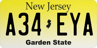 NJ license plate A34EYA